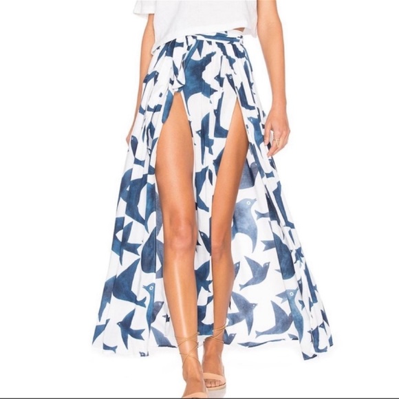 Mara Hoffman Dresses & Skirts - Mara Hoffman Bird Double Slit Front Skirt Maxi Swim
Coverup Blue Extra Small XS